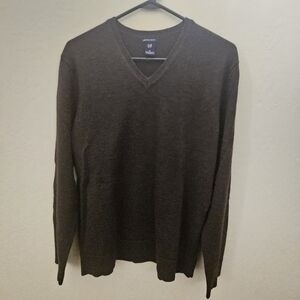 Gap 100%Merino Wool Mens Brown V-Neck Sweater Medium